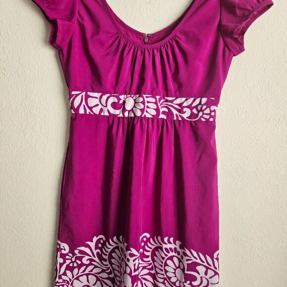 Banana Republic Flattering Cap sleeve pink Empire Waist Party Boho midi dress 2 - Picture 2 of 8